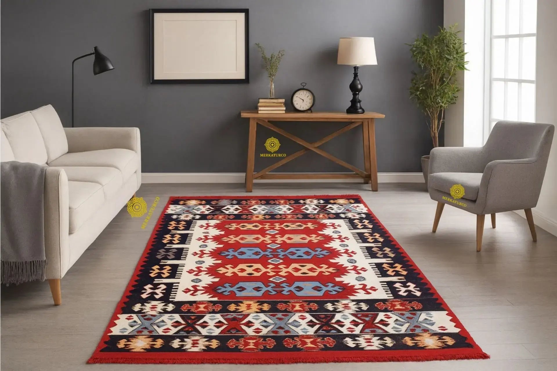 Alfombra oriental de Turquía con detalles tradicionales y acabados finos.