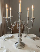 CANDELABRO DE METAL PLATEADO DE 5 VELAS