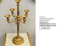 CANDELABRO IMPERIAL DE 5 VELAS METALICO