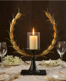 CANDELABRO DECORATIVO EN METAL DORADO Y NEGRO