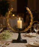 CANDELABRO DECORATIVO EN METAL DORADO Y NEGRO