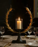 CANDELABRO DECORATIVO EN METAL DORADO Y NEGRO