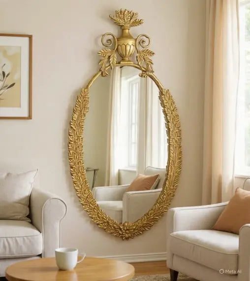 Espejo Decorativo Ovalado Dorado