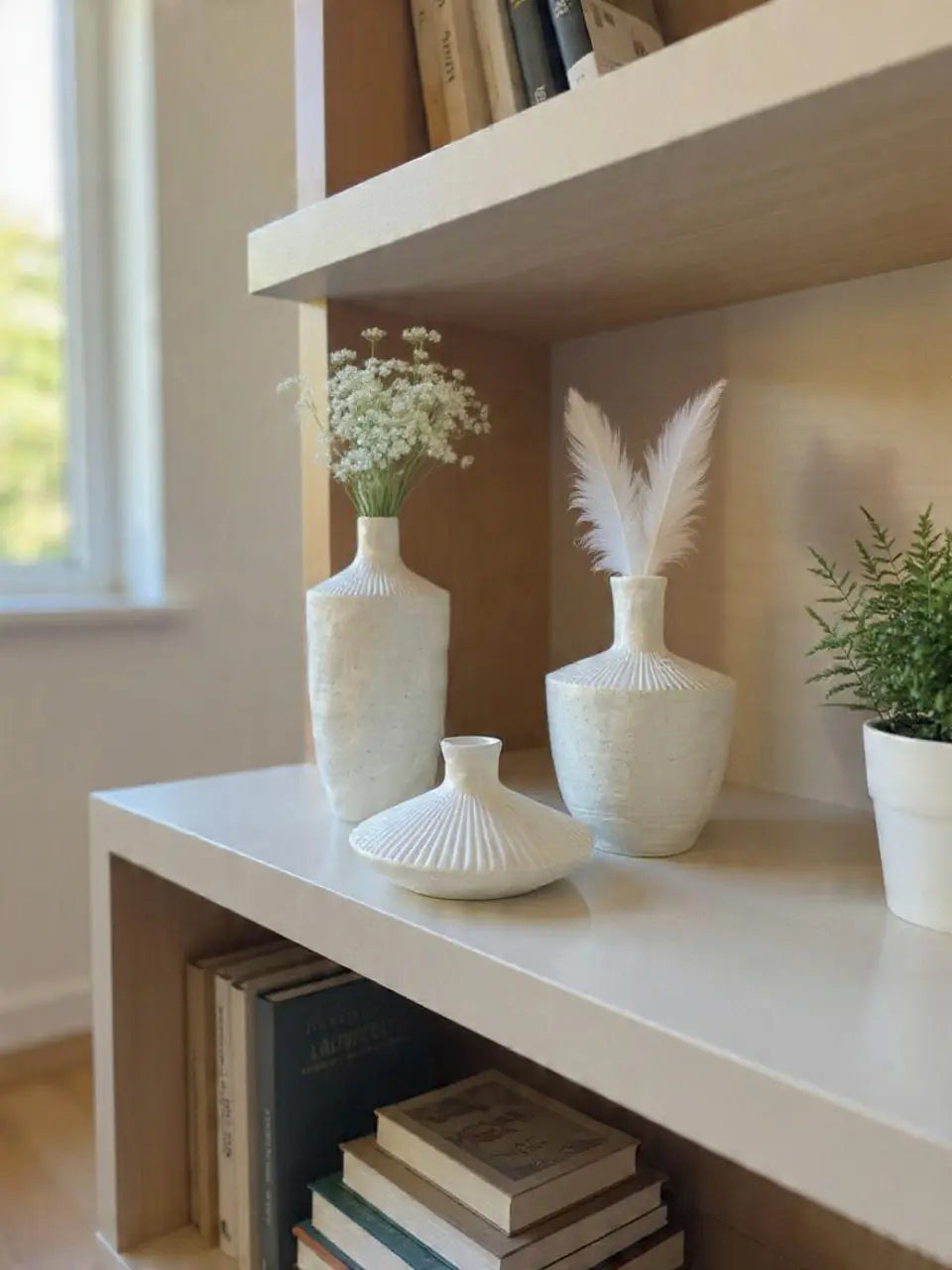 Set de Jarrones Decorativos Blancos en Marmolina