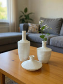 Set de Jarrones Decorativos Blancos en Marmolina