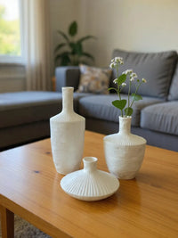 Set de Jarrones Decorativos Blancos en Marmolina