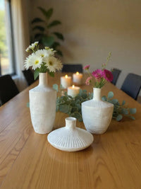 Set de Jarrones Decorativos Blancos en Marmolina