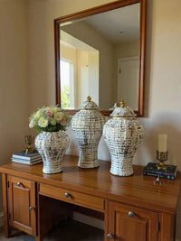 Set de Ánforas Decorativas Dorado Blanco