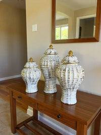 Set de Ánforas Decorativas Dorado Blanco