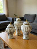 Set de Ánforas Decorativas Dorado Blanco