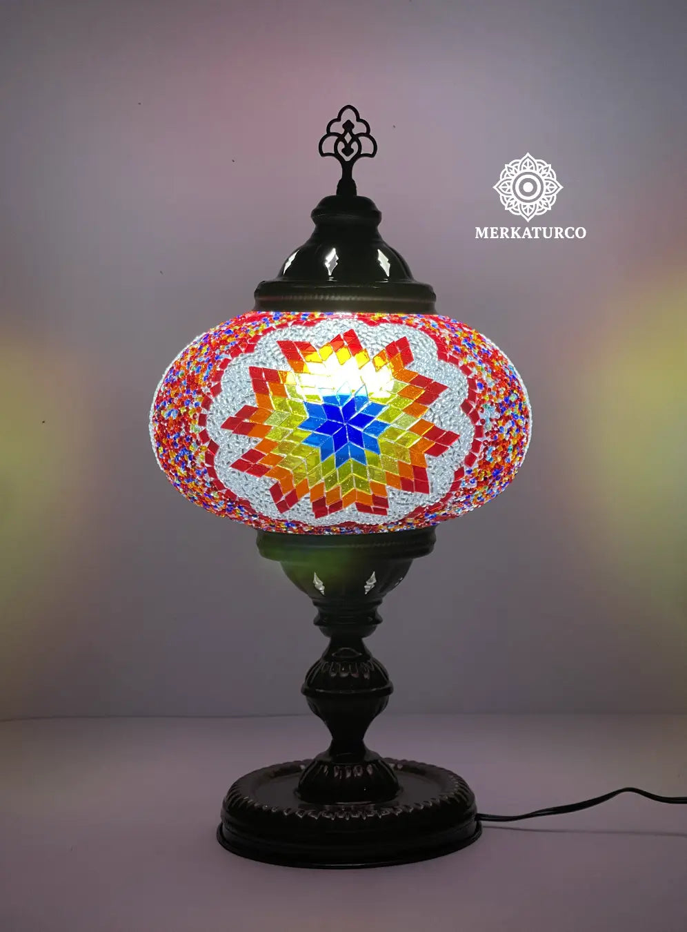 MOSAICO ESPEJADO HECHA A MANO - LAMPARA DE MESA TORRE #5 MODELO 2