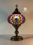 Lámpara de mesa turca decorativa artesanal con mosaico de cristal y estructura firme de alta calidad.