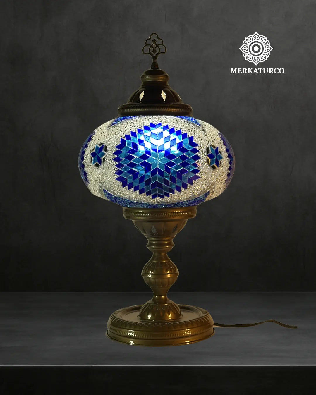 MOSAICO ESPEJADO HECHA A MANO - LAMPARA DE MESA TORRE #5 MODELO 5