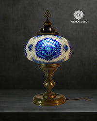 Lámpara turca de mesa modelo 5 hecha a mano con diseño oriental de mosaico tradicional y estilo artístico único.