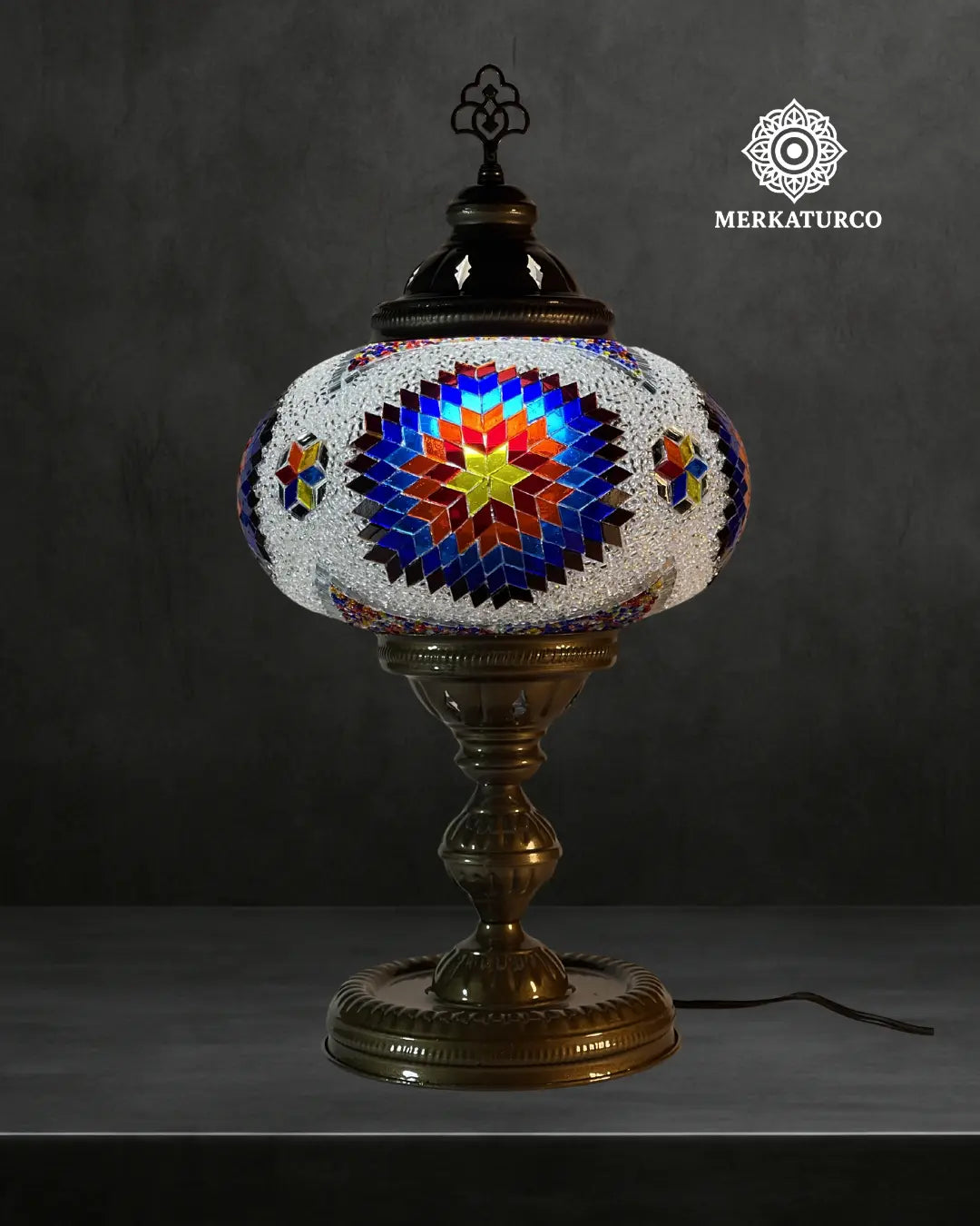 MOSAICO ESPEJADO HECHA A MANO - LAMPARA DE MESA TORRE #5 MODELO 6