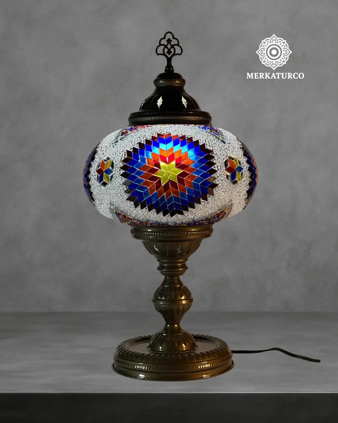 MOSAICO ESPEJADO HECHA A MANO - LAMPARA DE MESA TORRE #5 MODELO 6