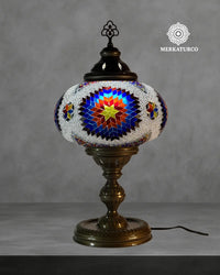 MOSAICO ESPEJADO HECHA A MANO - LAMPARA DE MESA TORRE #5 MODELO 6