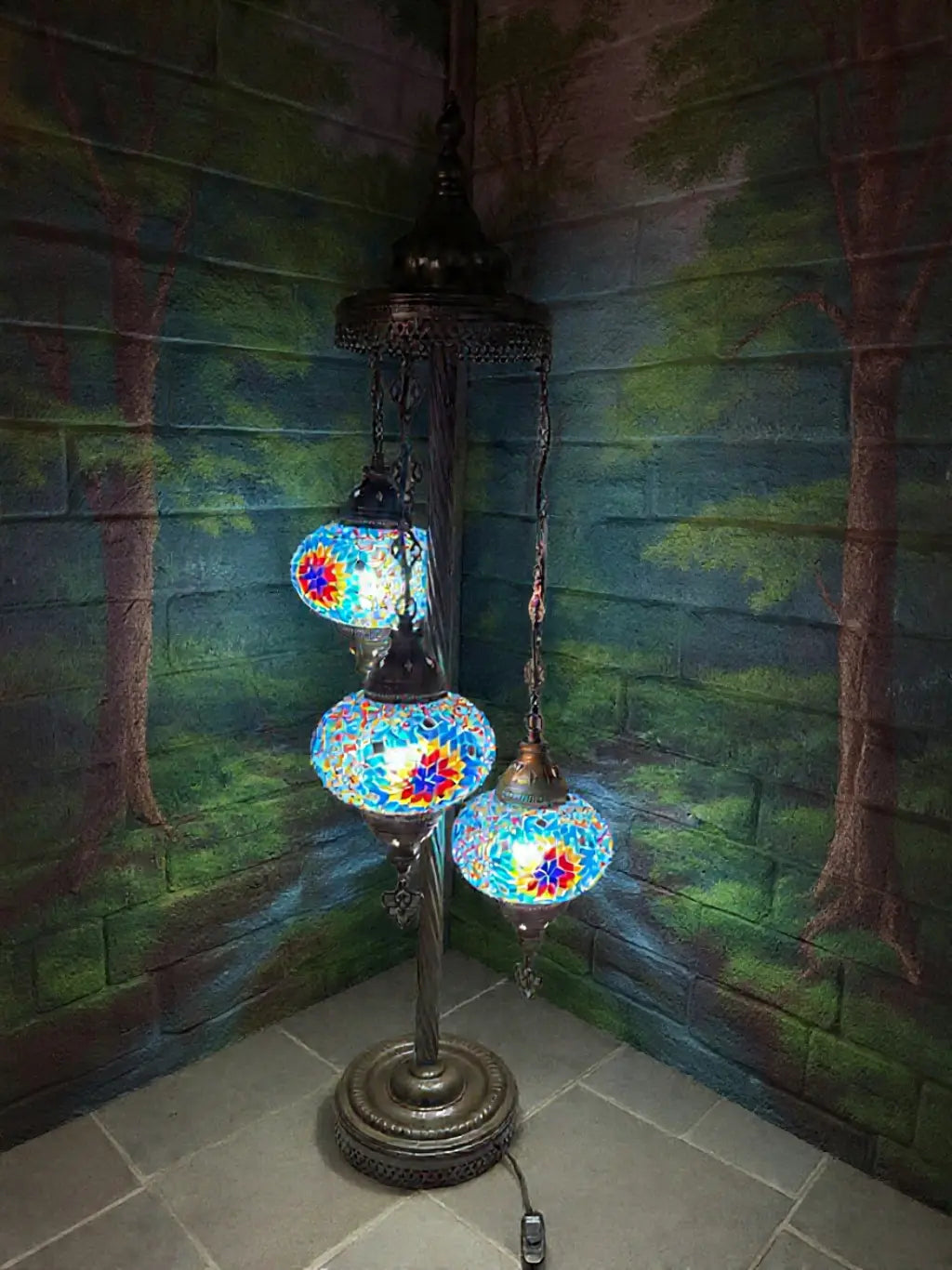 ARTE TURCO QUE ABRAZA TU RINCÓN FAVORITO – LÁMPARA DE PIE DE MOSAICO 3 LUCES #3