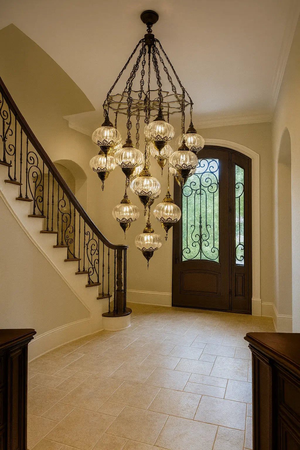 TU LAMPARA NO ES SOLO ILUMINACION ES UNA OBRA MAESTRA ARTESANAL - CASCADA DE LUZ - LAMPARA TURCA DE 15 ESFERAS #3