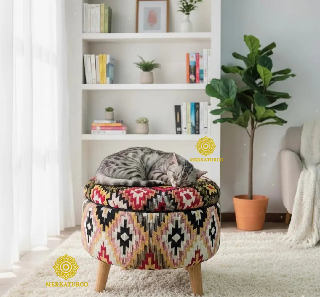 PUFF REDONDO DECORATIVO ANATOLIA - ARTE, FUNCION Y TRADICION EN UNA SOLA PIEZA