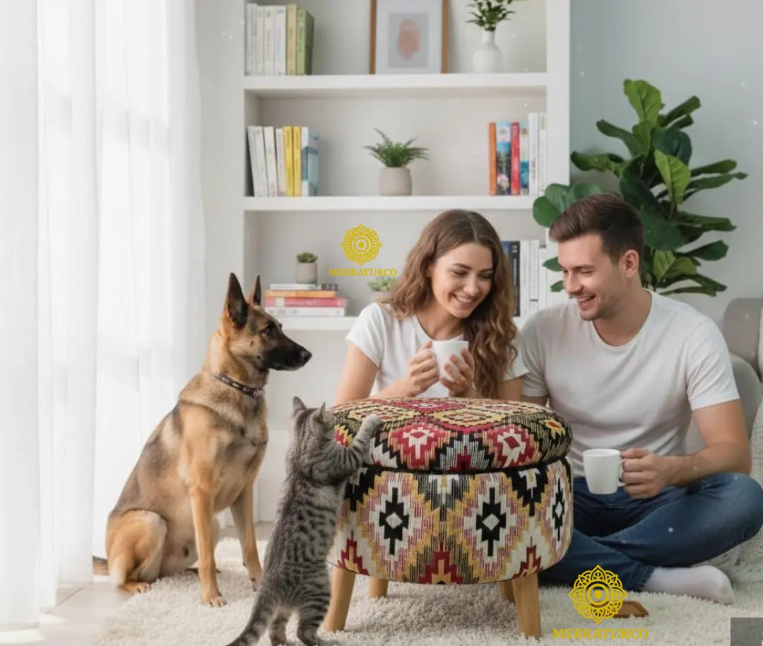 PUFF REDONDO DECORATIVO ANATOLIA - ARTE, FUNCION Y TRADICION EN UNA SOLA PIEZA