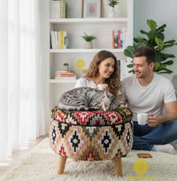 PUFF REDONDO DECORATIVO ANATOLIA - ARTE, FUNCION Y TRADICION EN UNA SOLA PIEZA