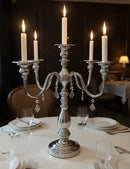 CANDELABRO DE METAL PLATEADO DE 5 VELAS