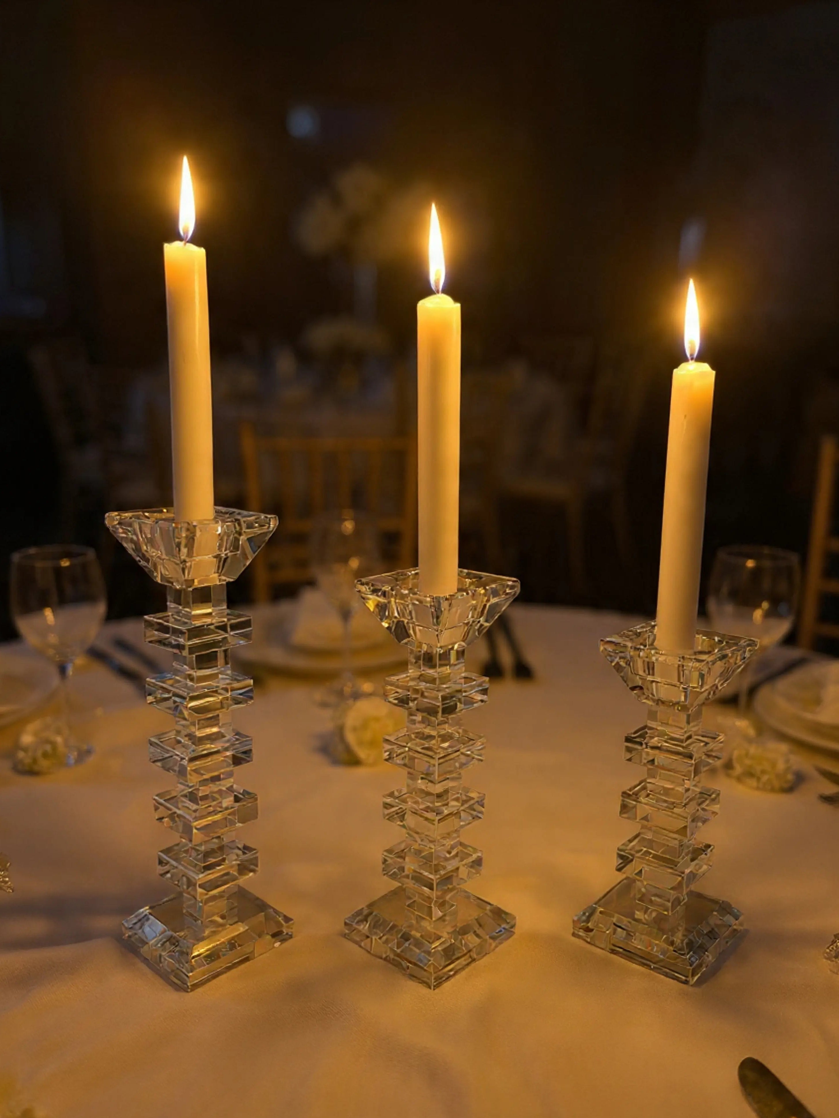 SET DE CANDELABROS DE CRISTAL (3 PIEZAS)